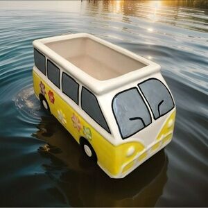 Ceramic VW Bus Planter Yellow